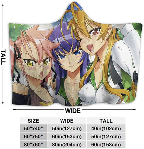 Image of Highschool of the Dead Fleece Flannel Blanket - Anime Hooded Blanket