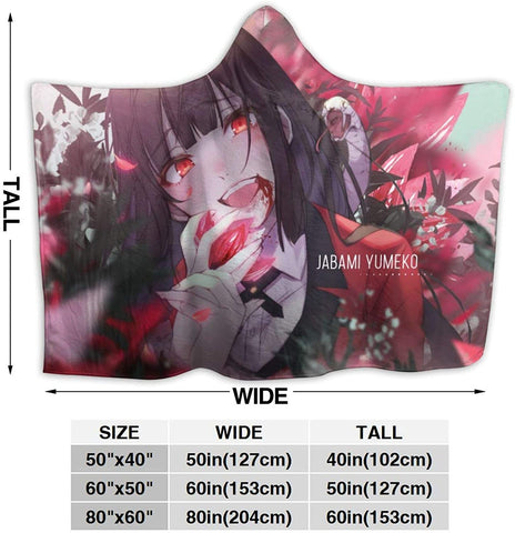 Image of Anime Kakegurui Pilling Proof Flannel Hooded Blanket