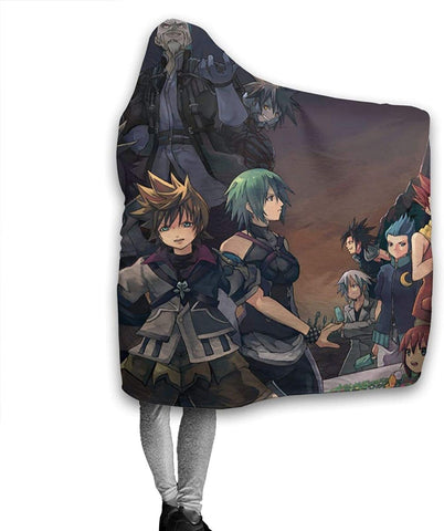Image of Anime Kingdom Hearts Pilling Proof Flannel Hooded Blanket