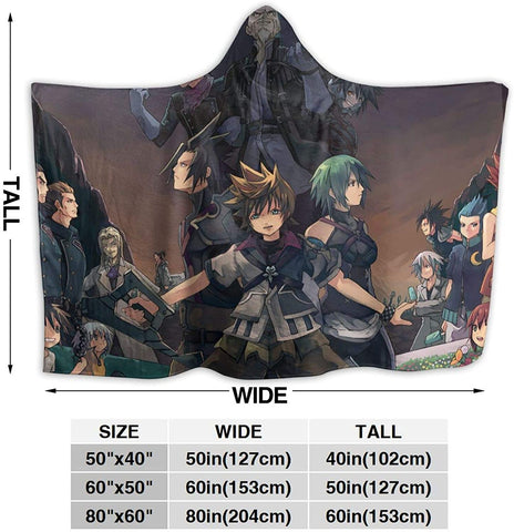 Image of Anime Kingdom Hearts Pilling Proof Flannel Hooded Blanket