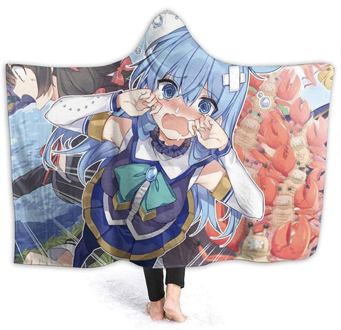 Image of Anime Konosuba Fleece Flannel Hooded Blanket