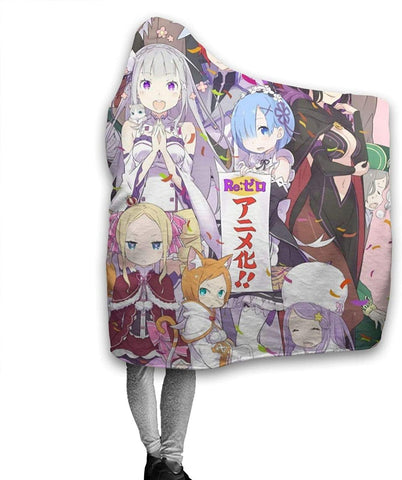 Image of Anime Re Zero Nap Throw Blanket - Printed Hooded Blanket