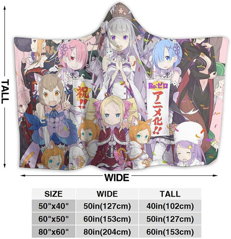 Image of Anime Re Zero Nap Throw Blanket - Printed Hooded Blanket