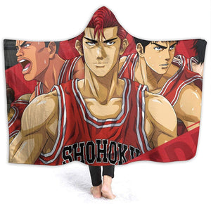 Slam Dunk Hooded Blankets - Anime Red Flannel Blankets