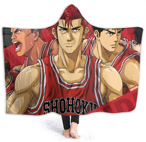 Image of Slam Dunk Hooded Blankets - Anime Red Flannel Blankets