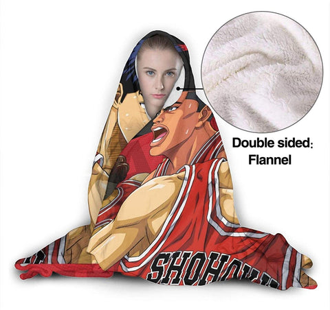 Image of Slam Dunk Hooded Blankets - Anime Red Flannel Blankets