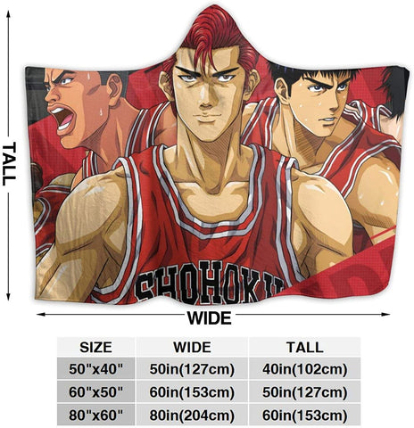 Image of Slam Dunk Hooded Blankets - Anime Red Flannel Blankets