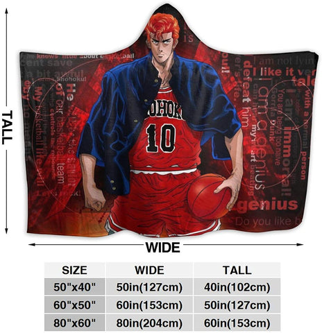 Image of Anime Slam Dunk Pilling Proof Flannel Hooded Blanket