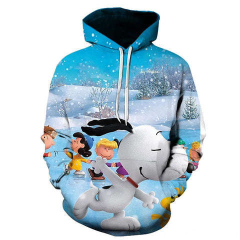 Image of 3D Printed Snoopy Digital Casual Hoodie Pullover Sweatshirt