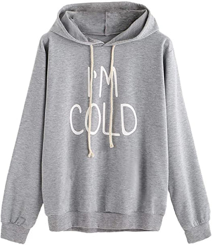 Image of I Am Cold Women's Hoodies Long Sleeve Pullover Drawstring Sweatshirt Hoodies with Pocket