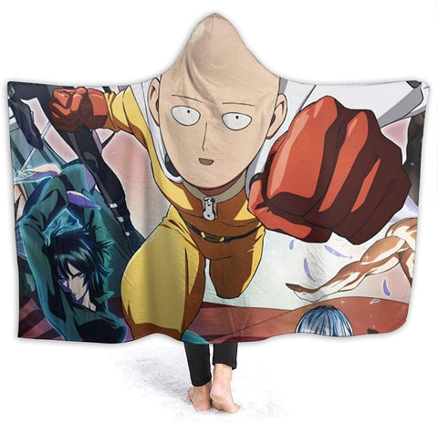 Image of Anime One Punch Man Hooded Blanket - Flannel Hooded Cloak