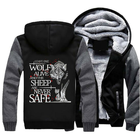Image of A Song of Ice and Fire Jackets - Solid Color A Song of Ice and Fire Series Wolf Fleece Jacket