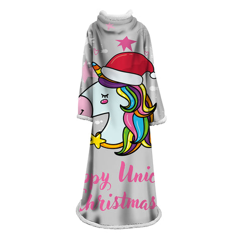 Image of 3D Digital Printed Blanket With Sleeves-Christmas Series Blanket Robe