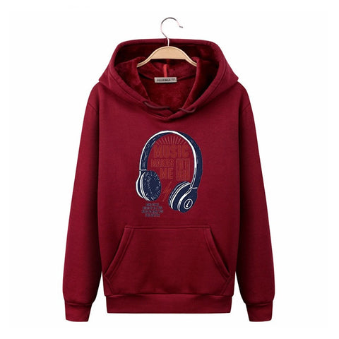 Image of Music Hoodies - Solid Color Music Series Headset Super Cool Fleece Hoodie