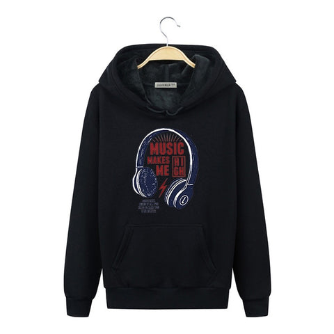 Image of Music Hoodies - Solid Color Music Series Headset Super Cool Fleece Hoodie