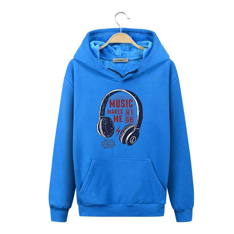 Image of Music Hoodies - Solid Color Music Series Headset Super Cool Fleece Hoodie