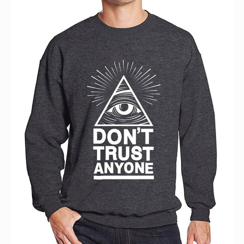 Image of Men's Sweatshirts - Men's Sweatshirt Series DON'T TRUST ANYONE White Icon Fleece Sweatshirt