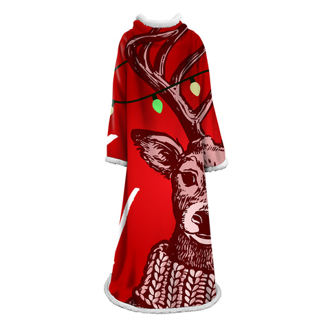 Image of 3D Digital Printed Blanket With Sleeves-Christmas Series Blanket Robe