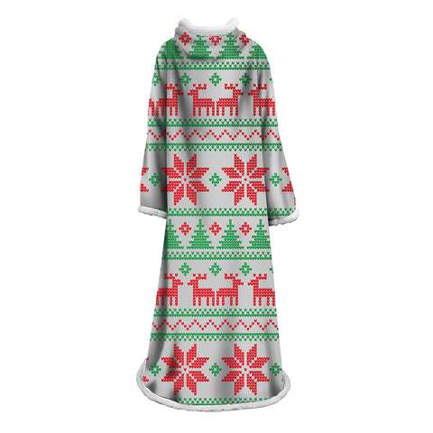 Image of 3D Digital Printed Blanket With Sleeves-Christmas Series Blanket Robe