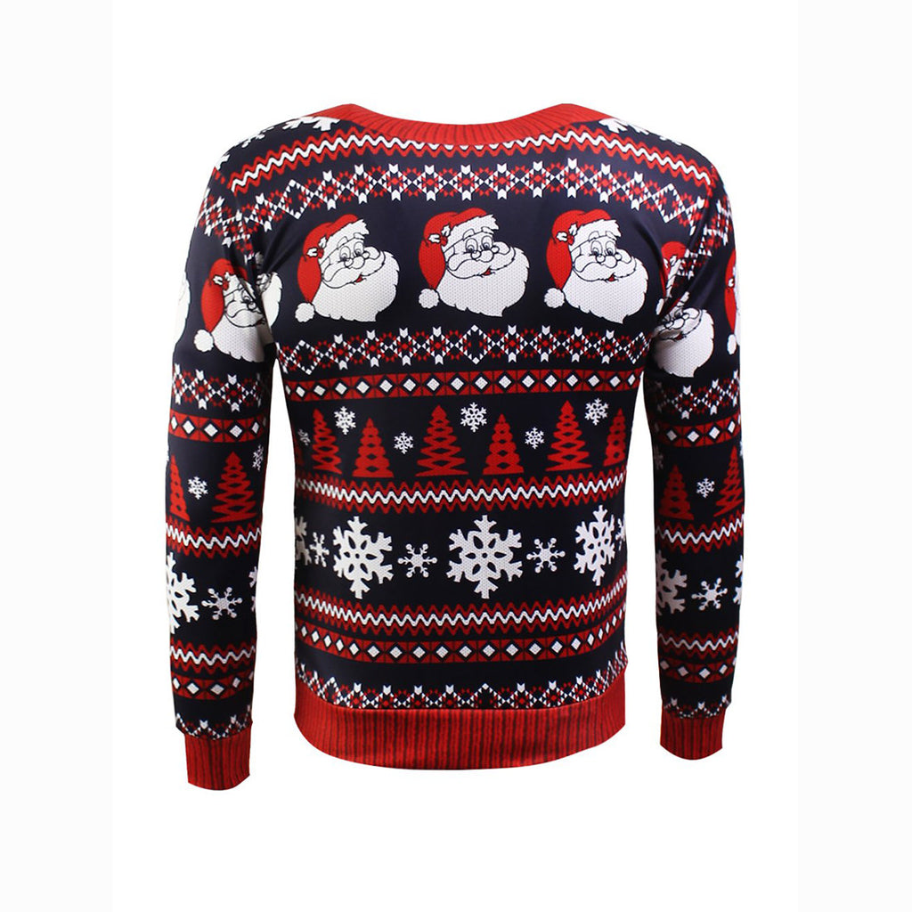 Christmas Sweatshirts - Happy Santa Striped Pattern Icon 3D Sweatshirt