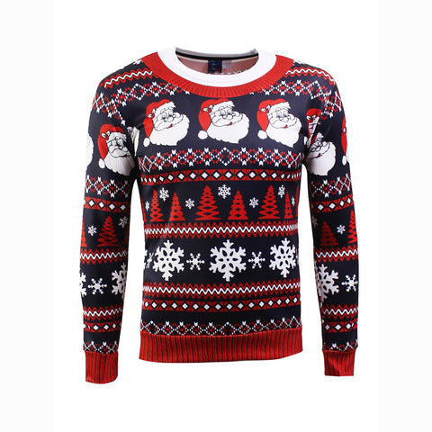 Image of Christmas Sweatshirts - Happy Santa Striped Pattern Icon 3D Sweatshirt