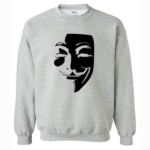 Image of Men's Sweatshirts - Men's Sweatshirt Series V-Vendetta Black Icon Fleece Sweatshirt