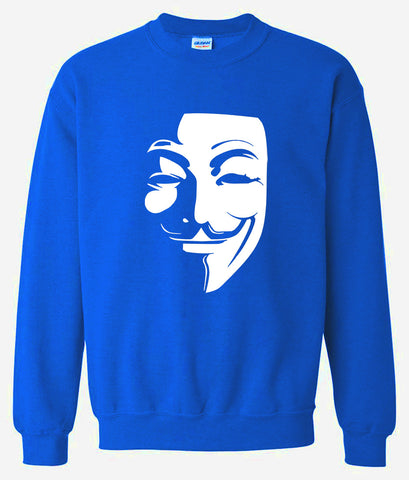 Image of Men's Sweatshirts - Men's Sweatshirt Series V-Vendetta White Icon Fleece Sweatshirt