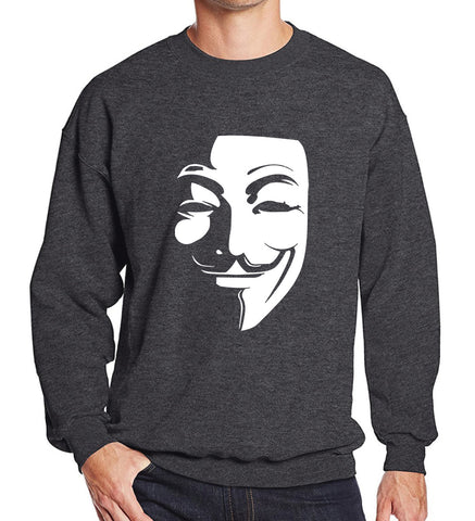 Image of Men's Sweatshirts - Men's Sweatshirt Series V-Vendetta White Icon Fleece Sweatshirt