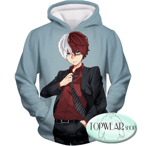 My Hero Academia Hoodies - Formal Dressed Shoto Extremely Cool Promo Zip Up Hoodie