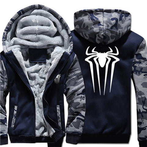 Image of Spider-Man Jackets - Solid Color Spider Man Movie Series One Piece Logo Sign Icon Fleece Jacket