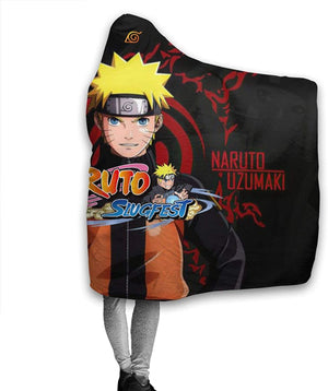 Unisex Hooded Blanket - Naruto Flannel Throw Blanket