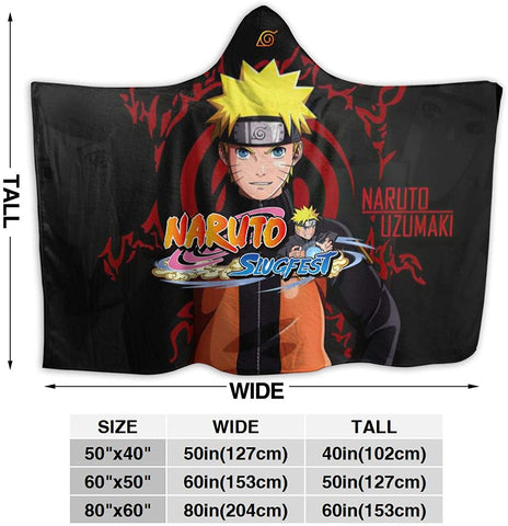 Image of Unisex Hooded Blanket - Naruto Flannel Throw Blanket