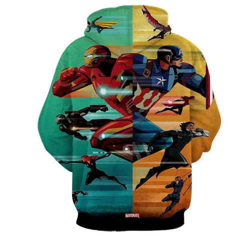 Image of The Avengers All Heros Hoodies - Pullover Blue Yellow Hoodie