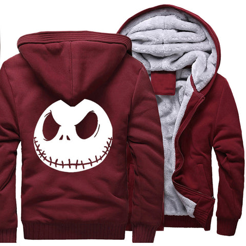 Image of Nightmare Before Christmas Jackets - Solid Color Nightmare Before Christmas Series Jack Icon Super Cool Fleece Jacket