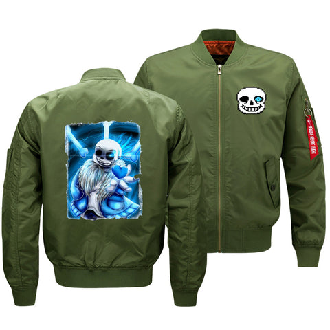 Image of Undertale Jackets - Solid Color Undertale Game LOGO Icon Flight Suit Fleece Jacket