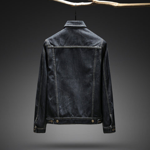 Image of Denim Jackets - Solid Color Denim Jacket Series Black Denim Jacket Fleece Denim Jacket
