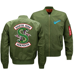 Riverdale Jackets - Solid Color Riverdale Double-Headed Snake Flight Jacket Fleece Jacket