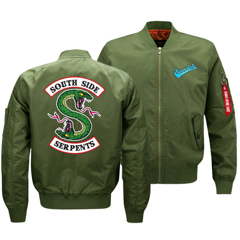 Image of Riverdale Jackets - Solid Color Riverdale Double-Headed Snake Flight Jacket Fleece Jacket