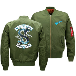 Riverdale Jackets - Solid Color Riverdale Air Force One Double-Headed Snake Icon Fleece Jacket