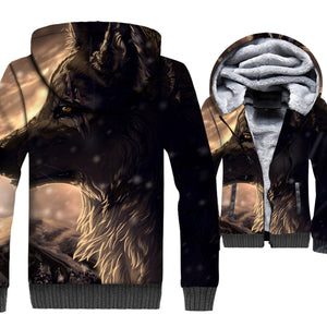Animal Jackets - Animal Series Wolf Icon Super Cool Black 3D Fleece Jacket