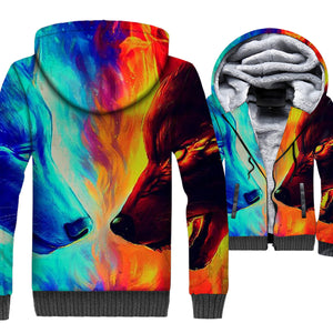 Animal Jackets - Animal Series Ice and Fire Wolf Super Cool 3D Fleece Jacket