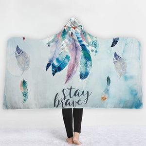 Watercolor Hooded Blankets - Watercolor Series Frost Feather Fleece Hooded Blanket