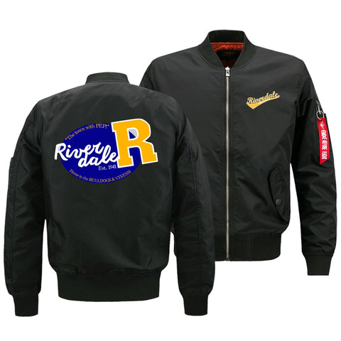 Image of Riverdale Jackets - Solid Color Riverdale Air Force One Series Fleece Jacket