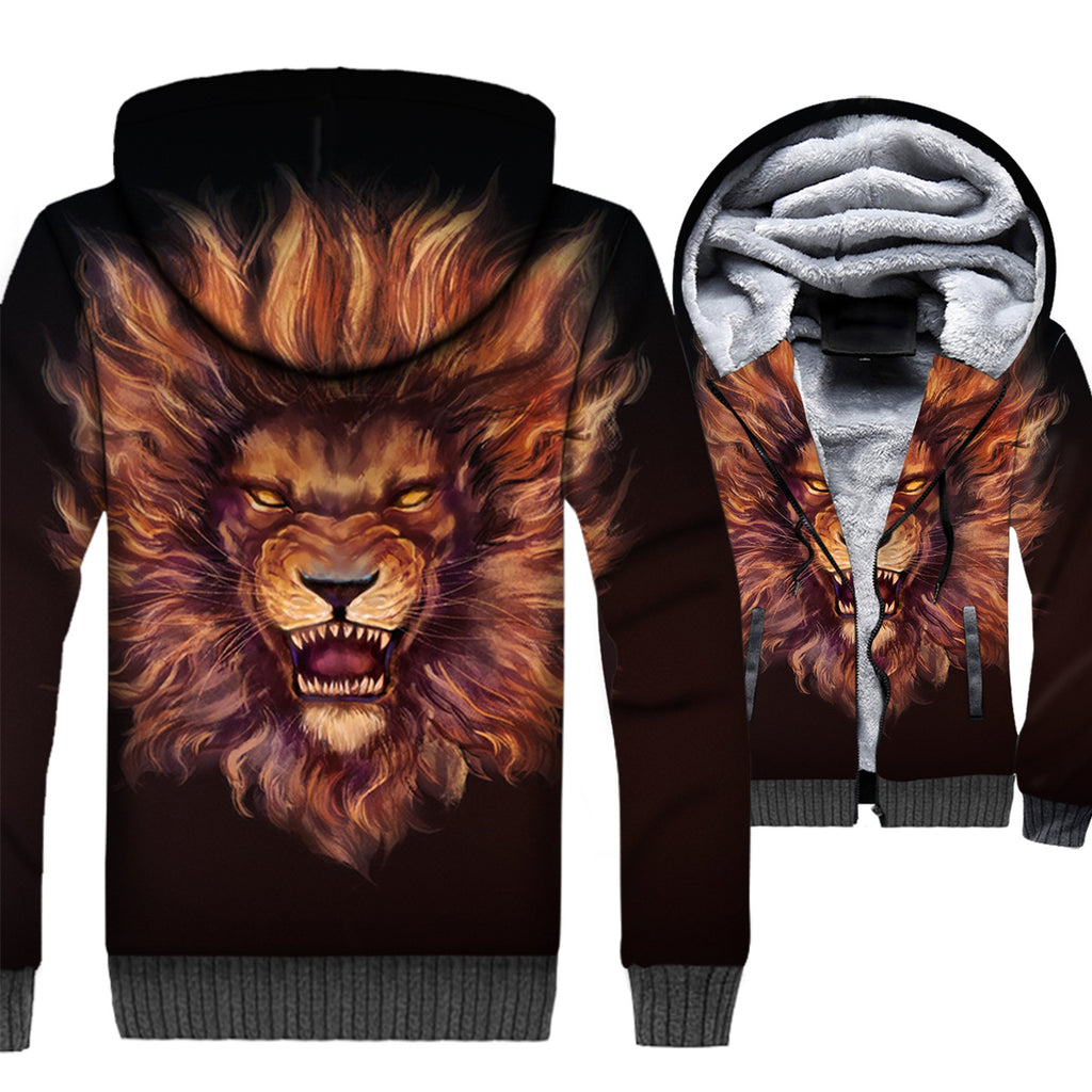 Animal Jackets - Animal Series Violent Lion Super Cool Black 3D Fleece Jacket