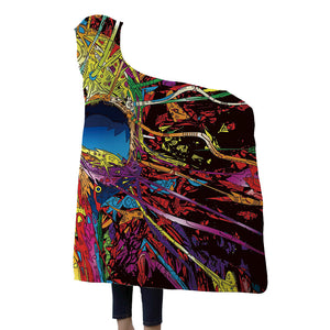 Skull Hooded Blankets - Skull Series Colorful Skull Icon Fleece Hooded Blanket