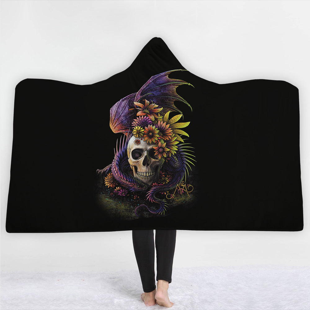 Skull Hooded Blankets - Skull Series Dragon Skull Fleece Hooded Blanket
