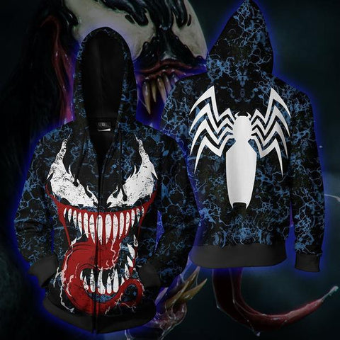 Image of Spiderman Hoodies - Venom Spiderman Super Cool 3D Zip Up Hoodie