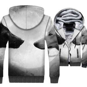 Animal Jackets - Animal Series Black and White Wolf Moon Super Cool 3D Fleece Jacket