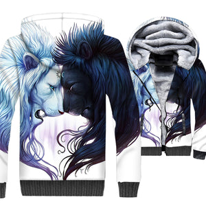 Animal Jackets - Animal Series Black and White Lion Super Cool 3D Fleece Jacket