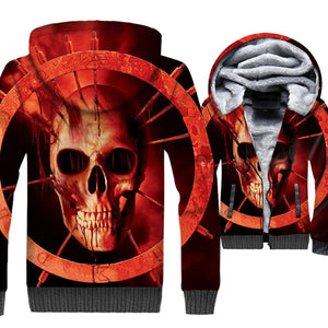 Ghost Rider Jackets - Ghost Rider Skull Series Red Turntable Skull Super Cool 3D Fleece Jacket
